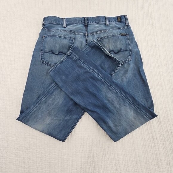 7 For All Mankind Standard Jeans Men's 38x34 Med Wash Button Fly Relaxed EUC - Picture 4 of 16